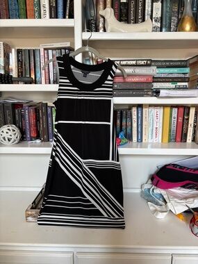 Banana Republic Sleeveless Black & White Stripe Shift Dress petite small